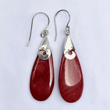 ER 12932 CR-(925 BALI SILVER EARRINGS WITH CORAL)